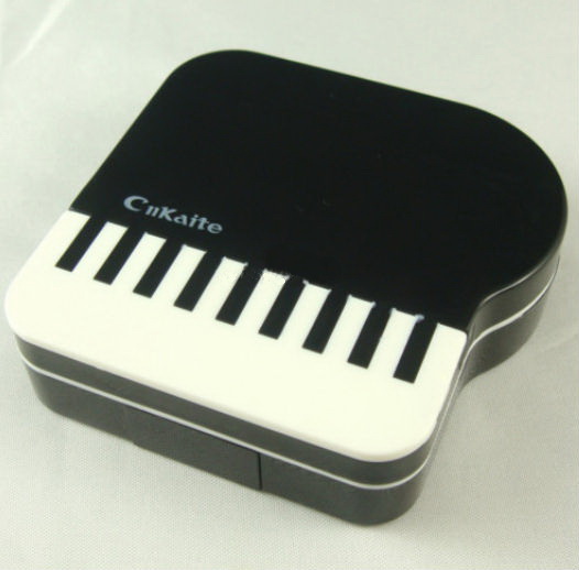 CnKaite CUTE BLACK PIANO STYLE CONTACT LENS CASE, ALL IN ONE CLEANING KIT
