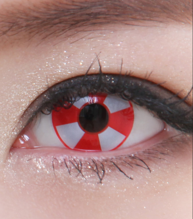 GEO SF-04 CRAZY LENS RED AND WHITE HALLOWEEN CONTACT LENS