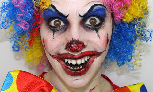 FREAKY HALLOWEEN CLOWN WIG AND MAKEUP